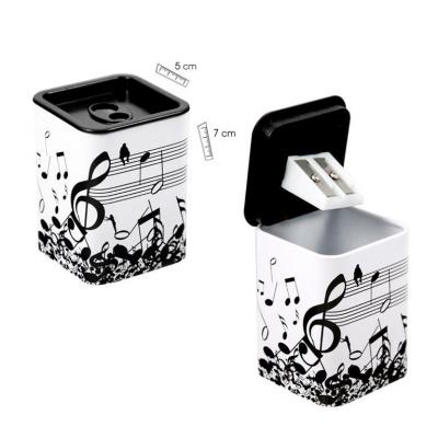 Sacapuntas En Lata Con Motivos Musicales