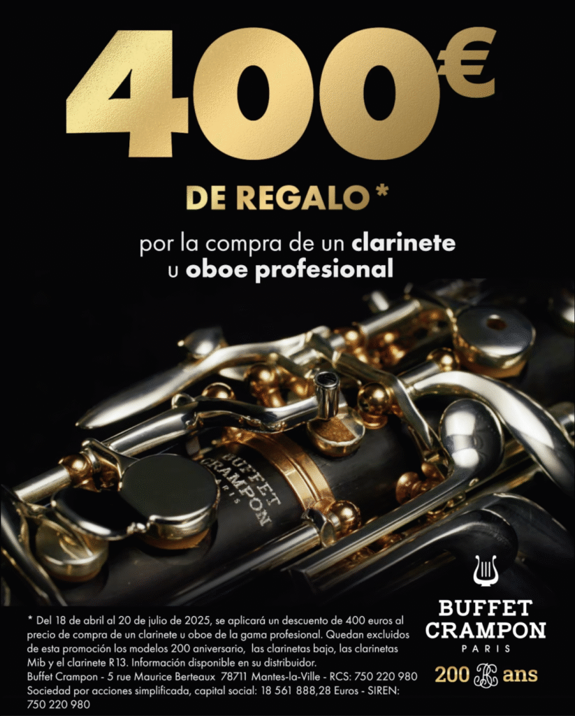 Cartel de Buffet Crampon con el descuento de 400€